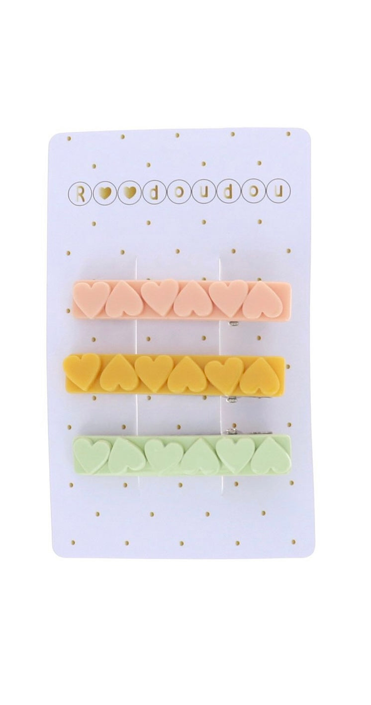 Lot de 3 barrettes pinces coeurs 💕