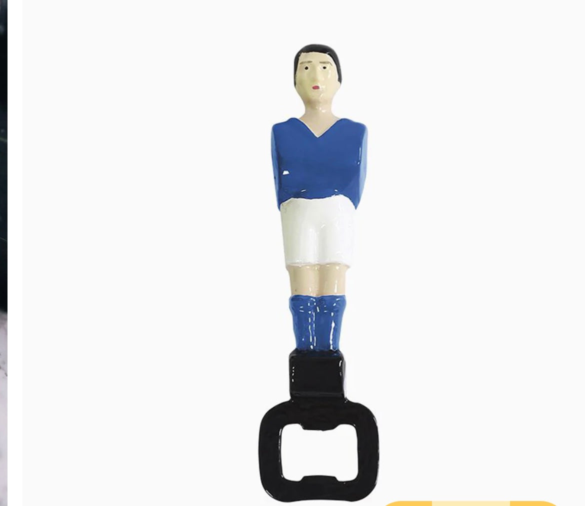 Décapsuleur joueur de foot bleu