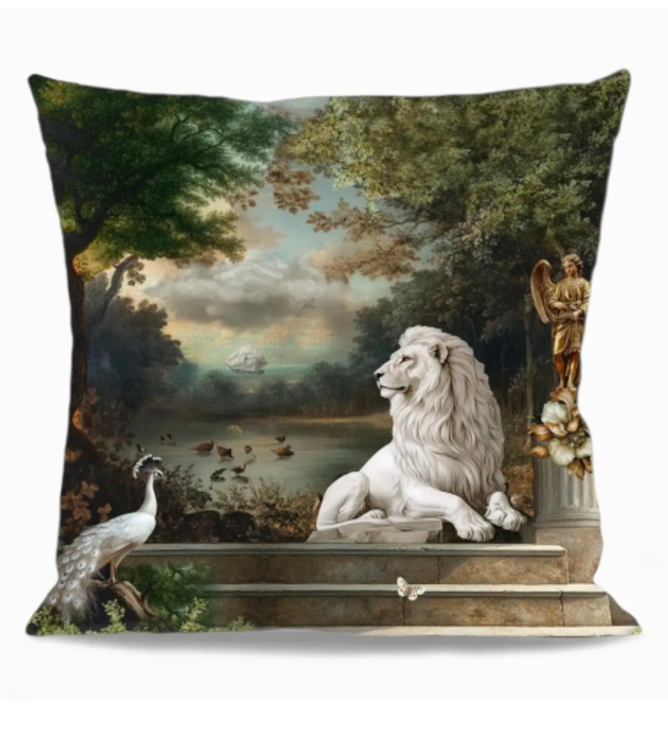 Housse de coussin LE LION BLANC - la ligne 29