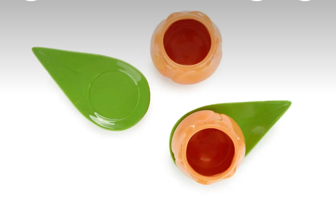 Duo de tasses à café tulipes oranges.