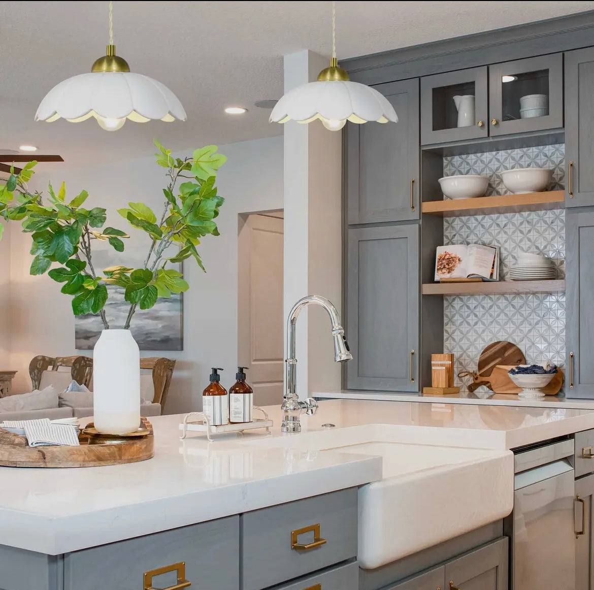 Suspension céramique Blanche