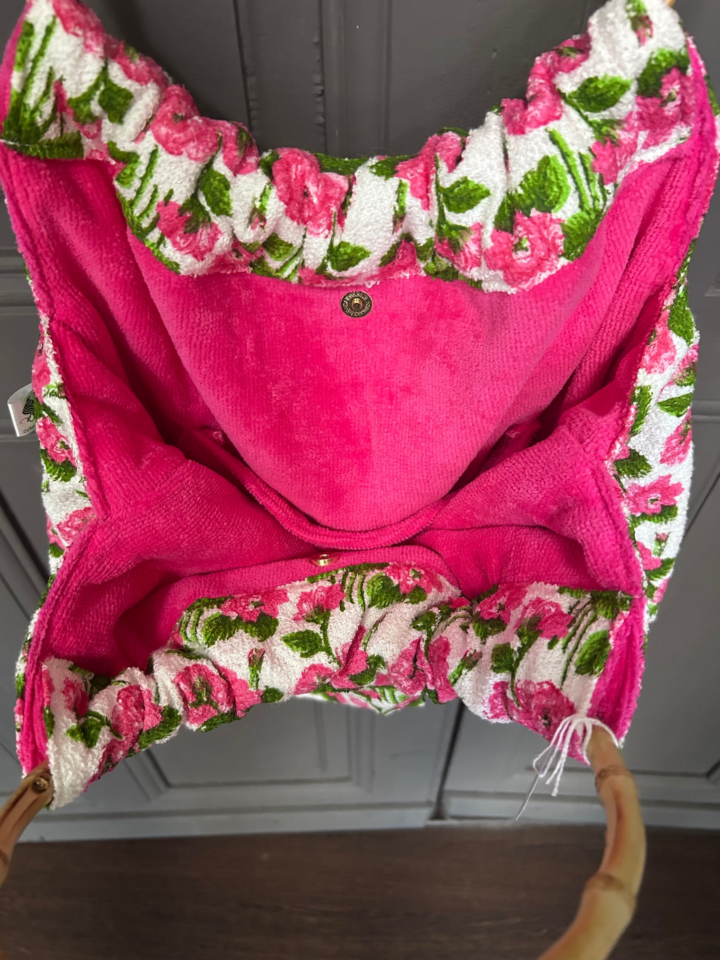 Sac éponge fleurs fuchsia