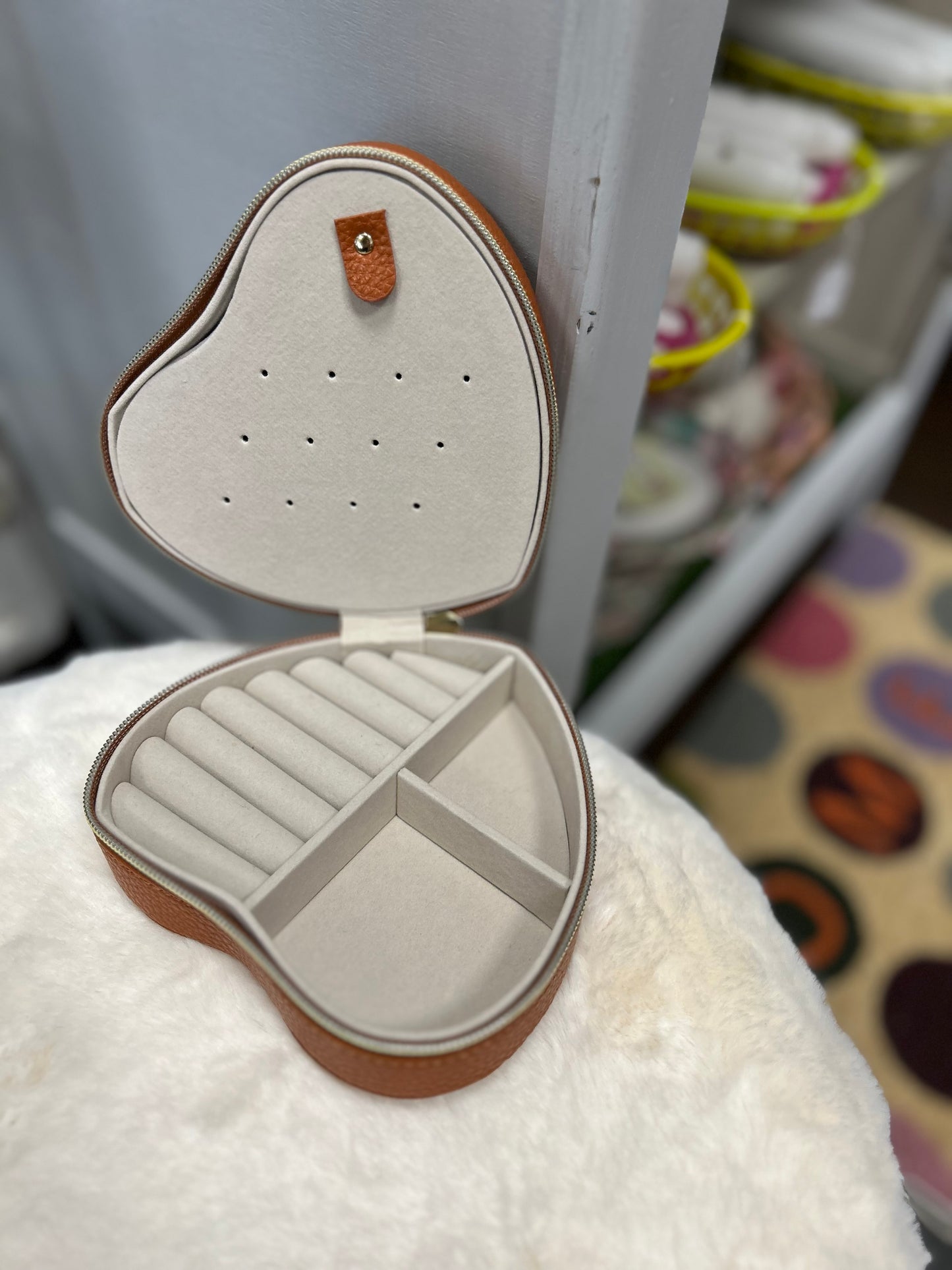 Boîte à bijoux coeur cognac - J LINE