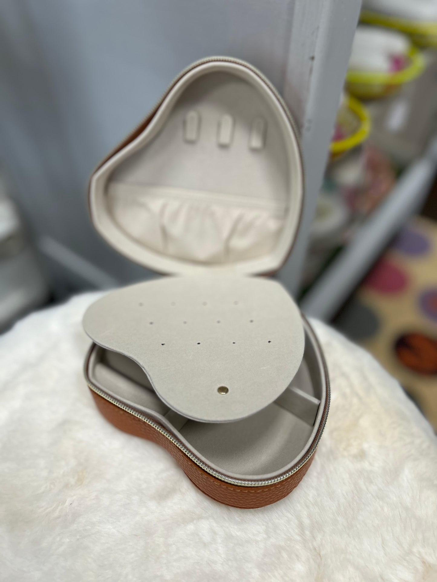 Boîte à bijoux coeur cognac - J LINE