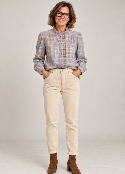 Chemise velours à rayures