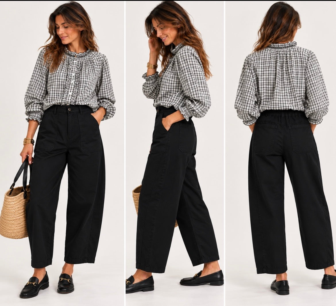 Pantalon barel Noir