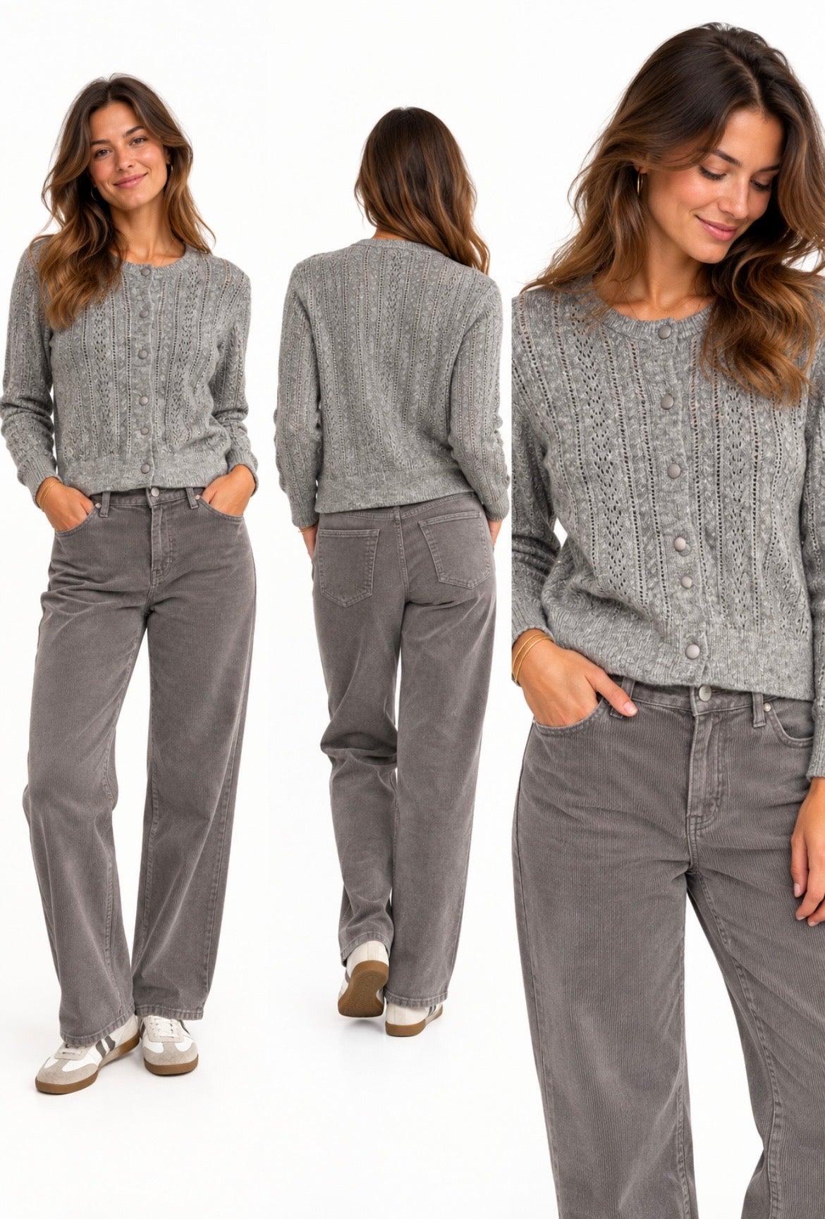 Pantalon velours gris - C'EST BEAU LA VIE