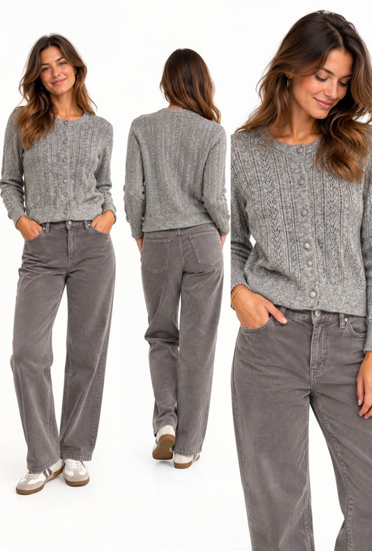 Pantalon velours gris - C'EST BEAU LA VIE