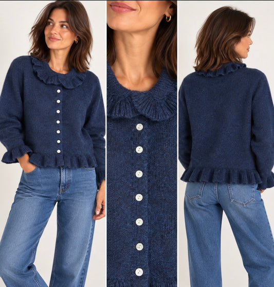 Gilet bleu chiné - C'EST BEAU LA VIE