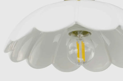 Suspension trois lampes en céramique blanche
