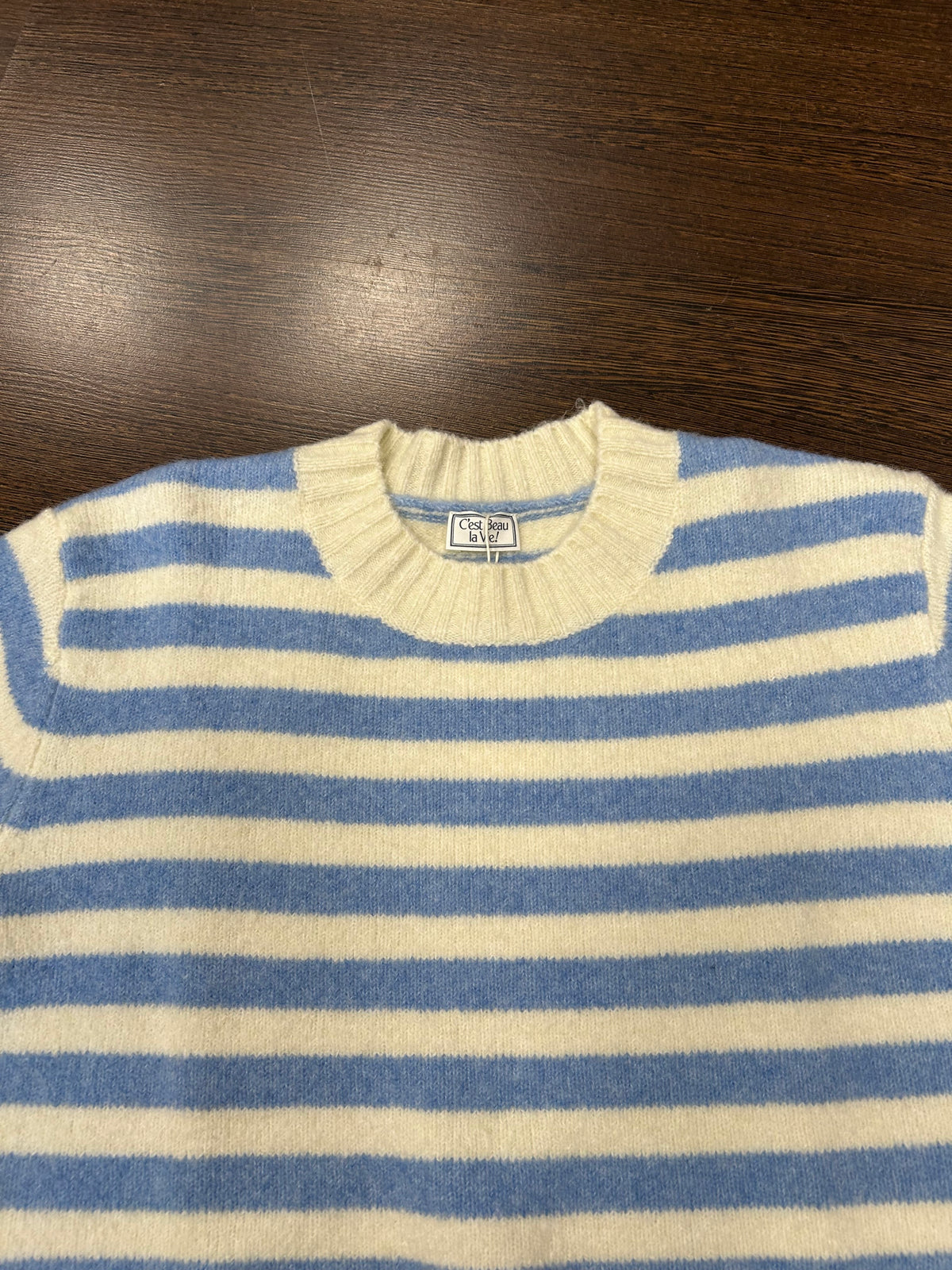 Pull rayé manches courtes - C'EST BEAU LA VIE