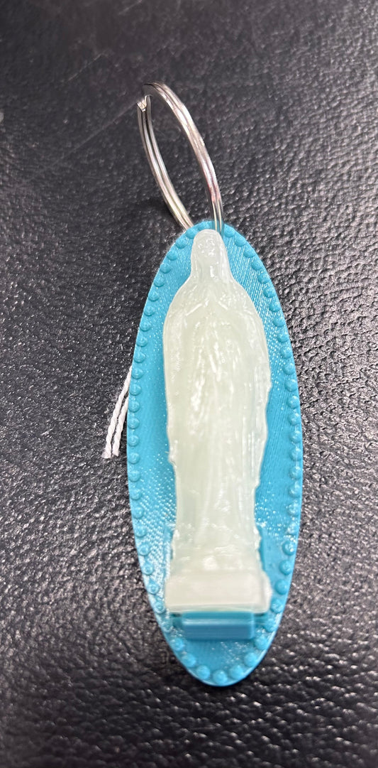 Porte clé bleu ciel avec vierge - SAPRISTI STORE