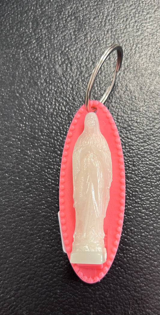 Porte clé rose avec vierge - SAPRISTI STORE