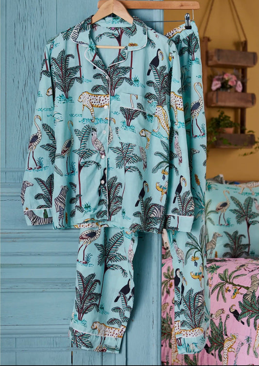 Pyjama bleu vert JUNGLE - Taille M